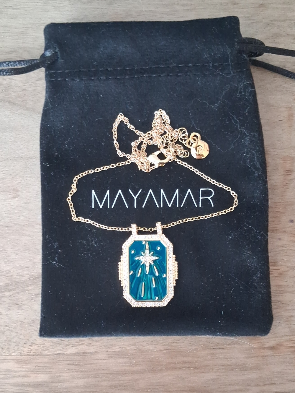 Mayamar Gold Tone Teal Starburst Pendant Necklace